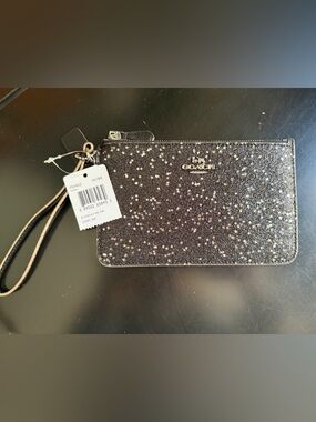 Coach Black Glitter Star Wristlet Clutch